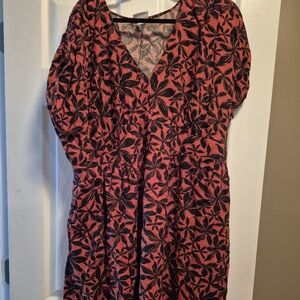 Elegant Red and Black Floral Dress